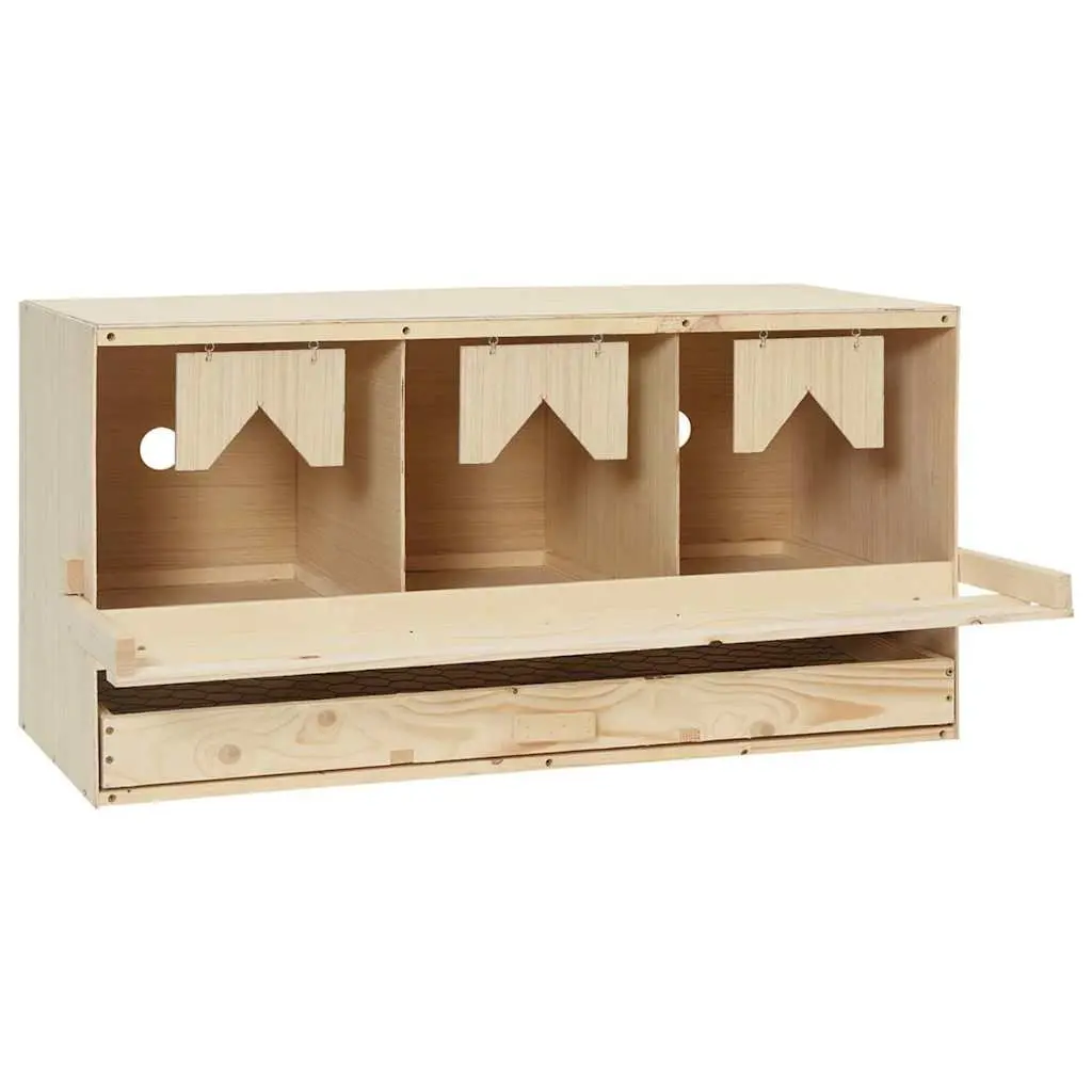 Chicken Laying Nest Box Wooden 3 Compartments Easy Collection Removable Bottom Layer