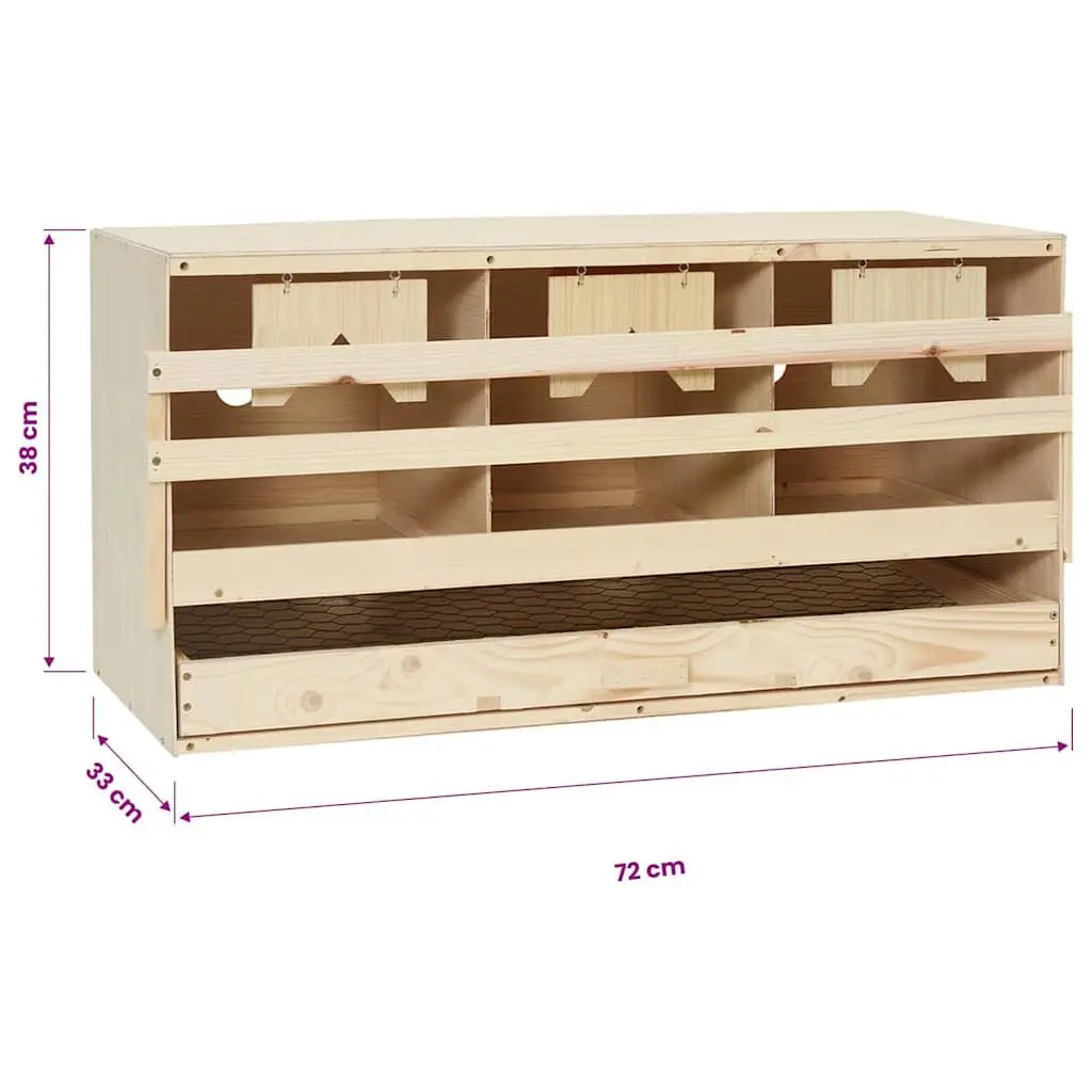 Chicken Laying Nest Box Wooden 3 Compartments Easy Collection Removable Bottom Layer