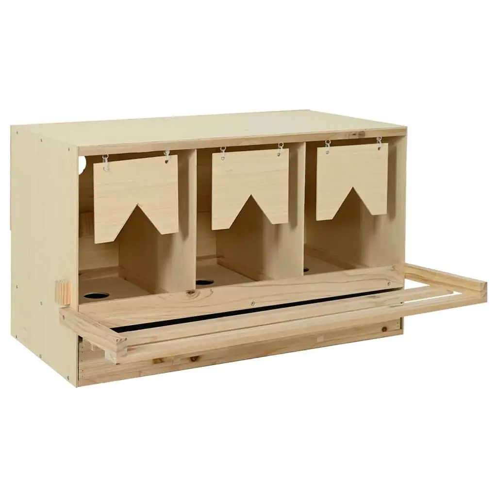 Chicken Laying Nest 3 Compartments Wooden Poultry Nesting Box Egg Collection