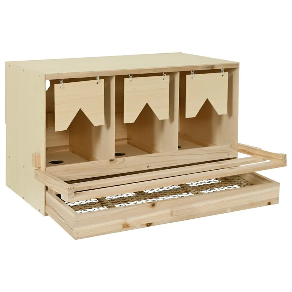 Chicken Laying Nest 3 Compartments Wooden Poultry Nesting Box Egg Collection