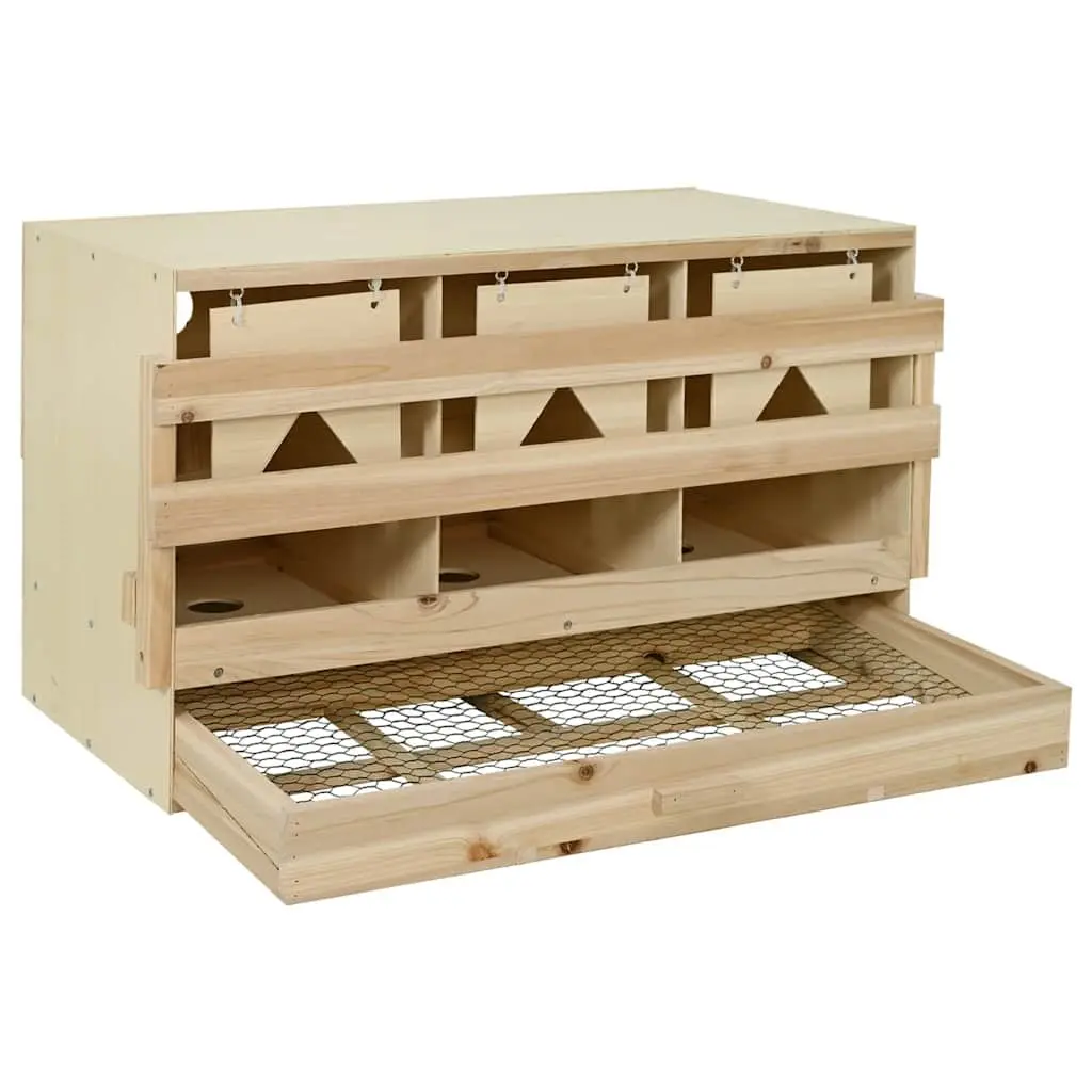 Chicken Laying Nest 3 Compartments Wooden Poultry Nesting Box Egg Collection