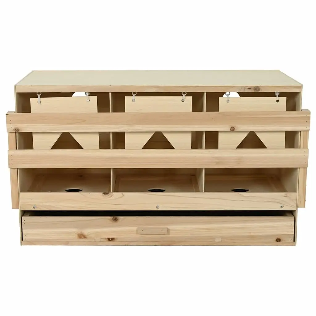 Chicken Laying Nest 3 Compartments Wooden Poultry Nesting Box Egg Collection