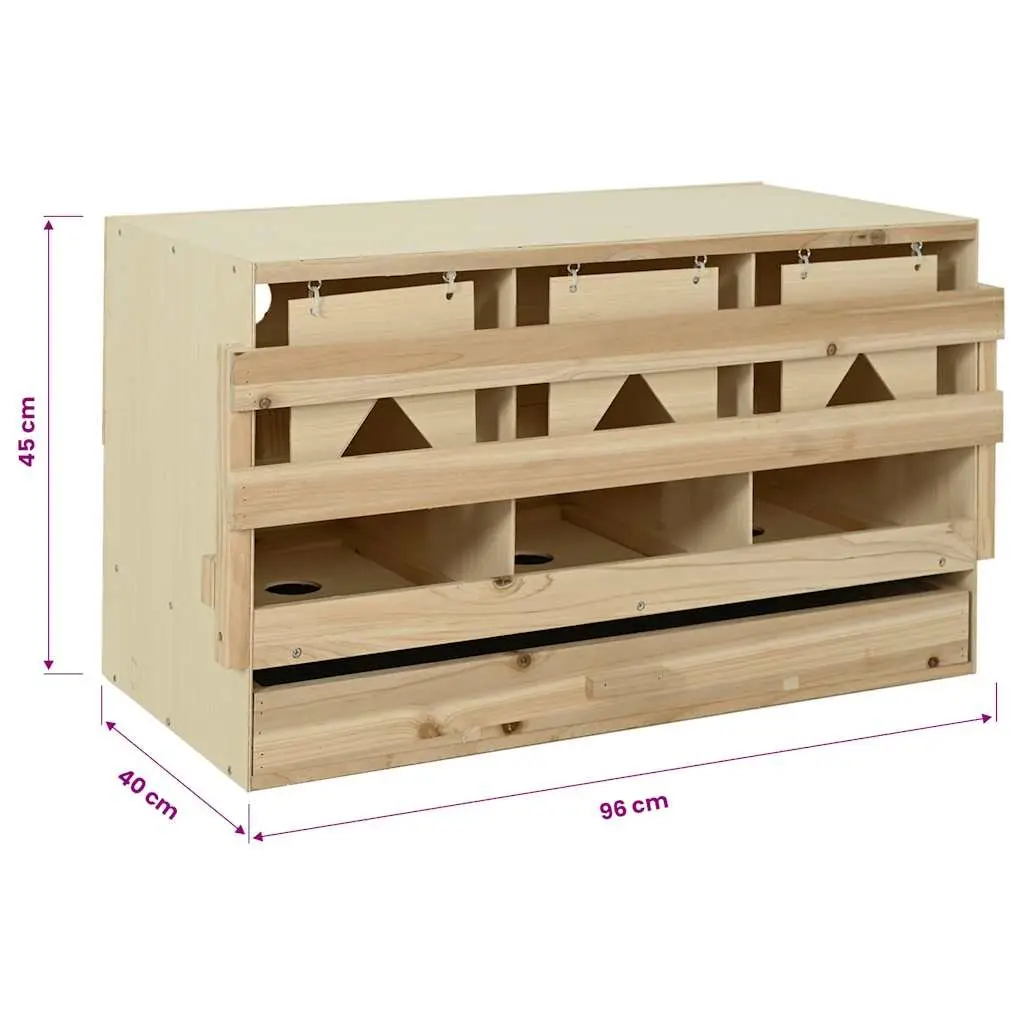 Chicken Laying Nest 3 Compartments Wooden Poultry Nesting Box Egg Collection