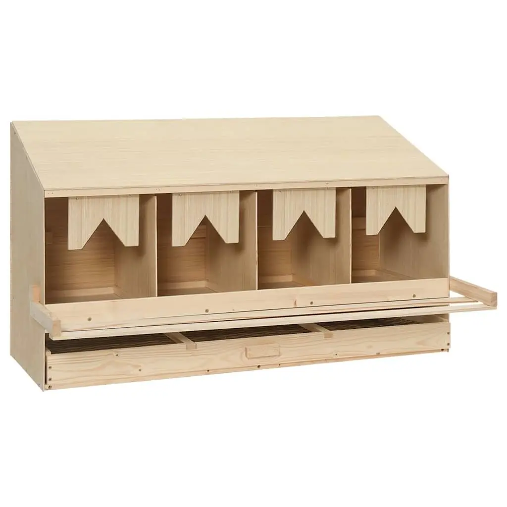 Wooden Chicken Laying Nest 4 Compartments with Egg Collection Drawer and Removable Bottom Layer