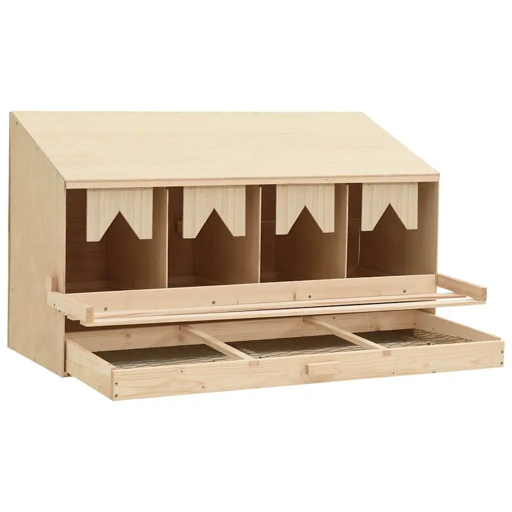 Wooden Chicken Laying Nest 4 Compartments with Egg Collection Drawer and Removable Bottom Layer
