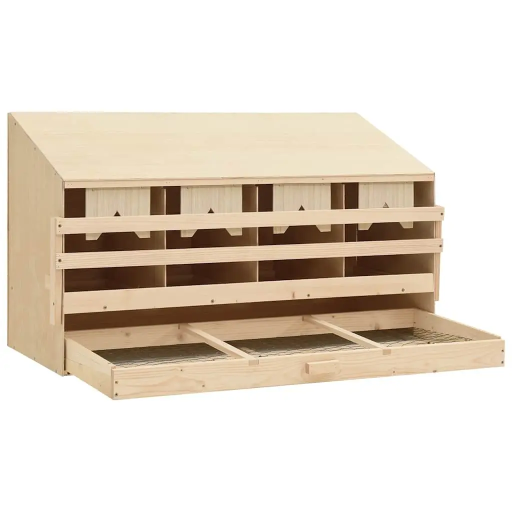 Wooden Chicken Laying Nest 4 Compartments with Egg Collection Drawer and Removable Bottom Layer