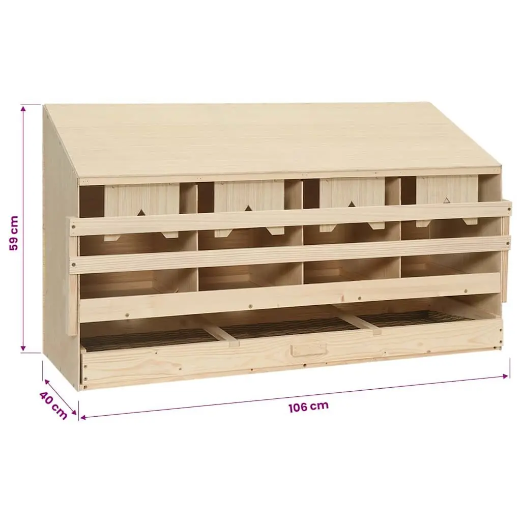 Wooden Chicken Laying Nest 4 Compartments with Egg Collection Drawer and Removable Bottom Layer