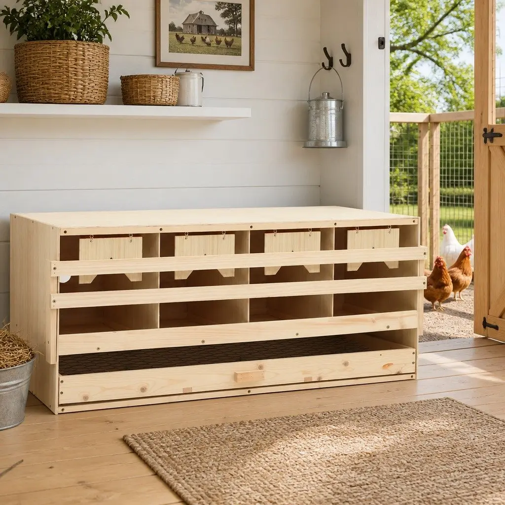 4-Compartment Nesting Box for Chickens