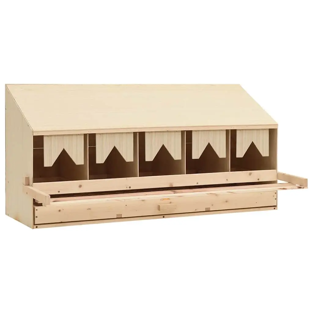 Wooden Nesting Box Brown 5 Compartments Easy Egg Collection