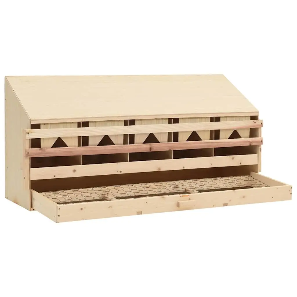 Wooden Nesting Box Brown 5 Compartments Easy Egg Collection