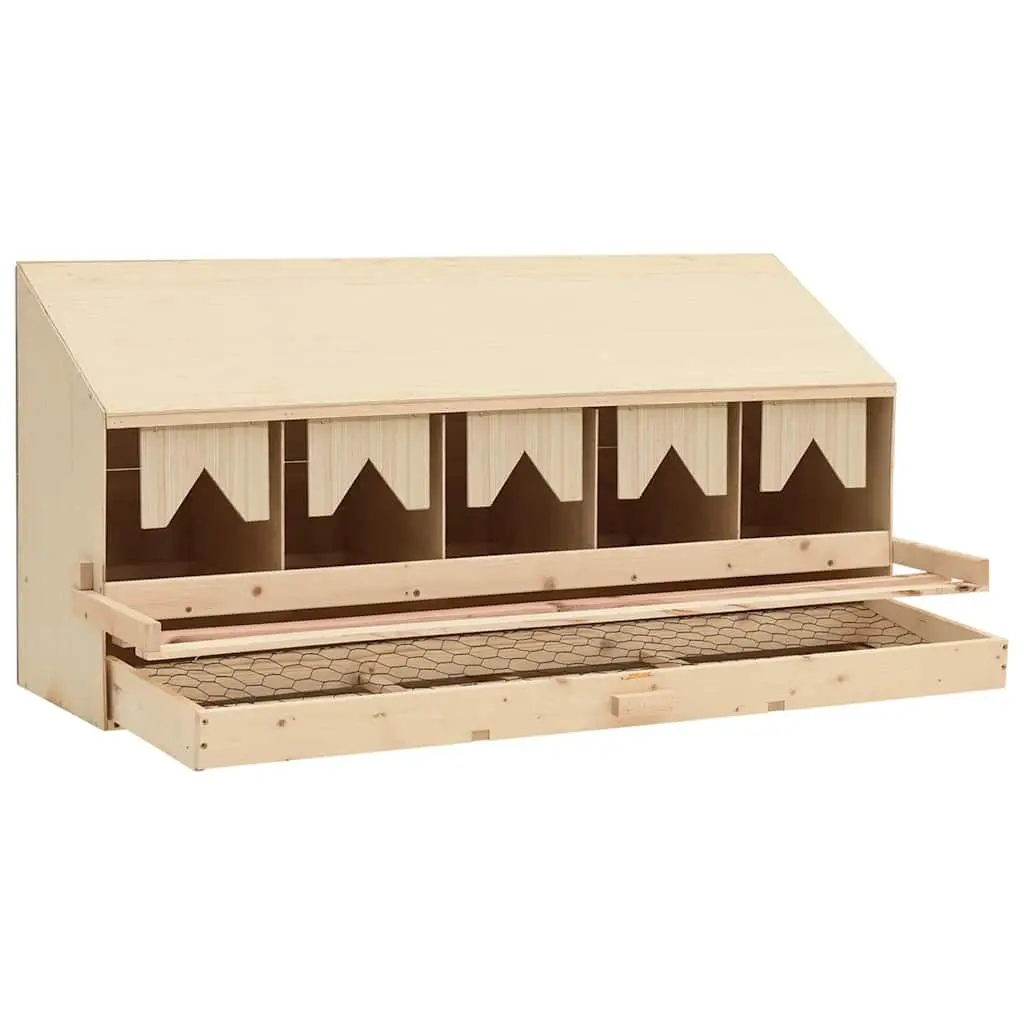 Wooden Nesting Box Brown 5 Compartments Easy Egg Collection