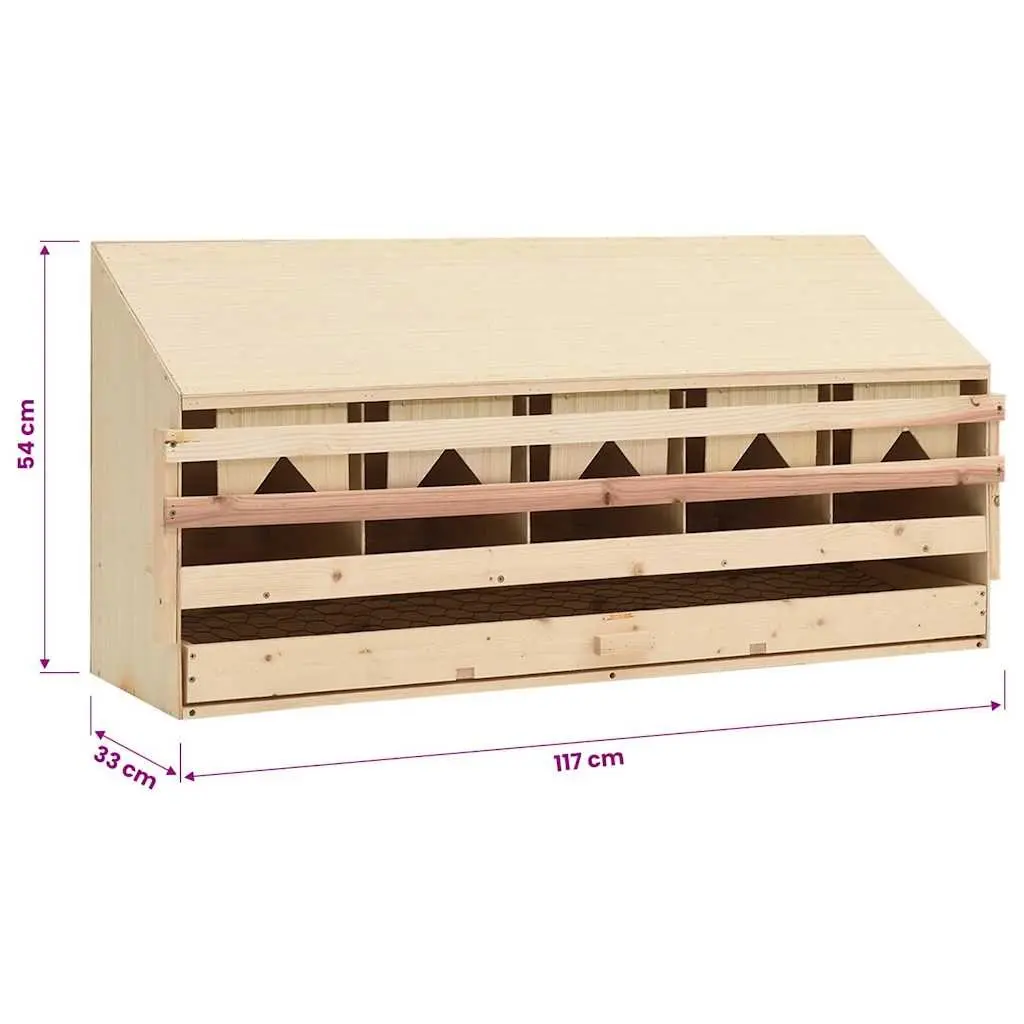 Wooden Nesting Box Brown 5 Compartments Easy Egg Collection