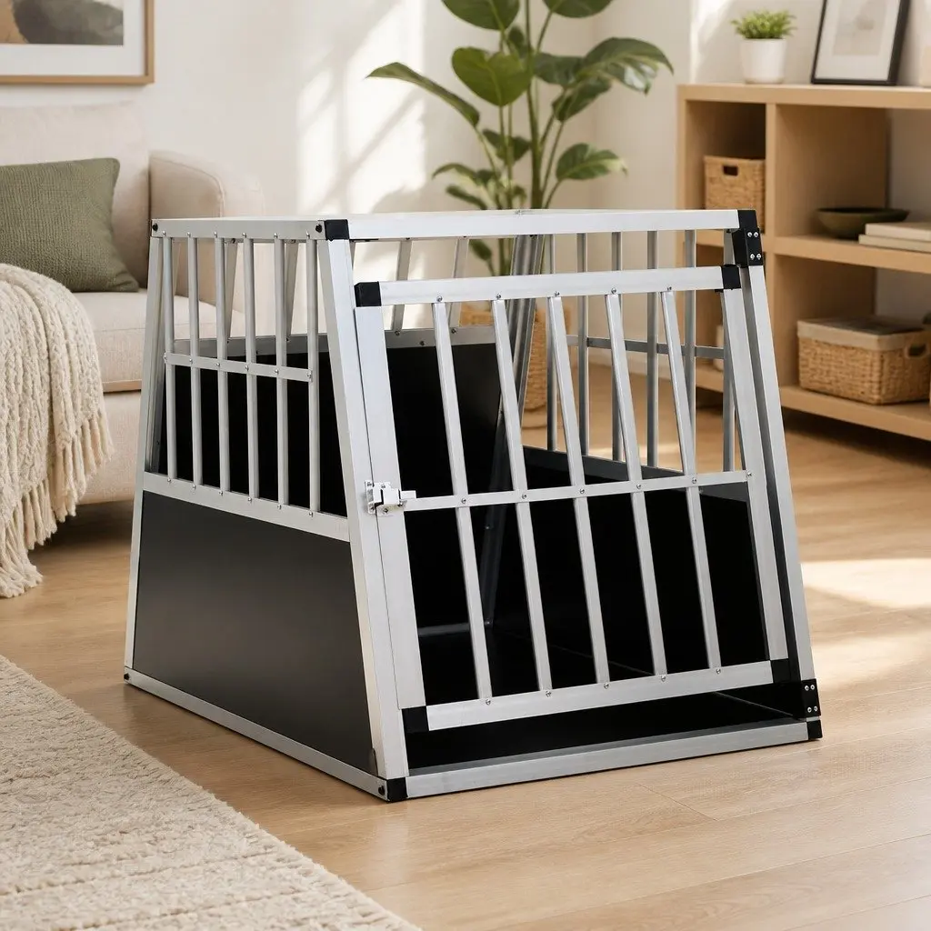 Dog Cage Silver 65x91x69.5 cm Portable Single Door Lightweight