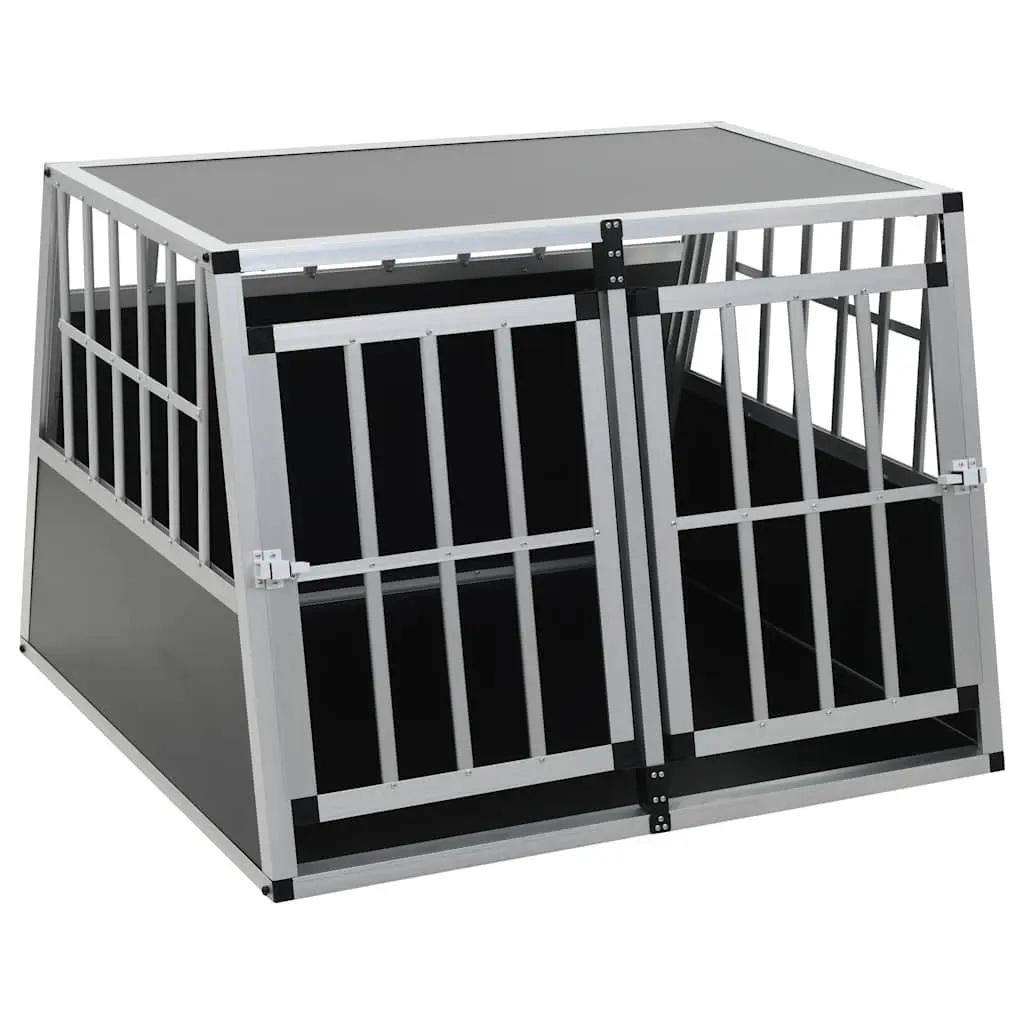Dog Cage with Double Door Silver Portable Car Pet Travel Crate Safe Comfortable