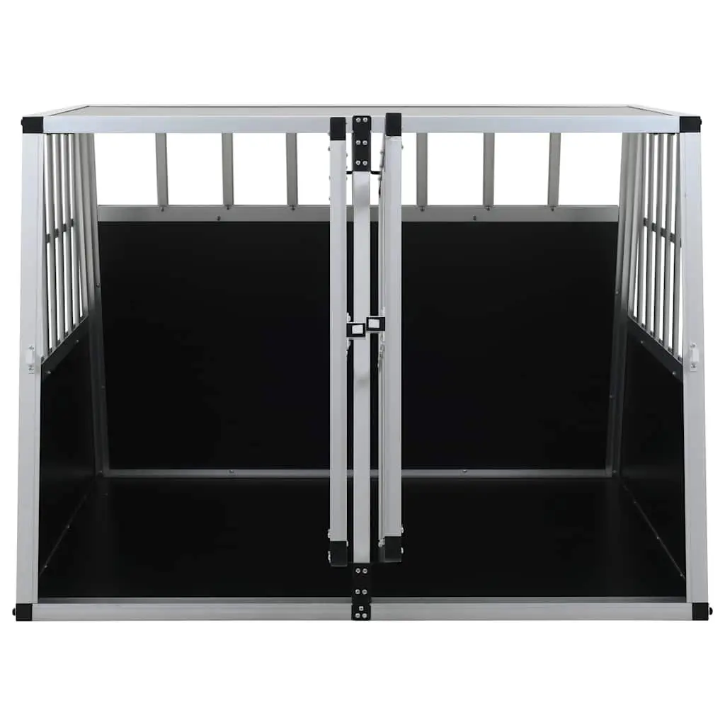Dog Cage with Double Door Silver Portable Car Pet Travel Crate Safe Comfortable