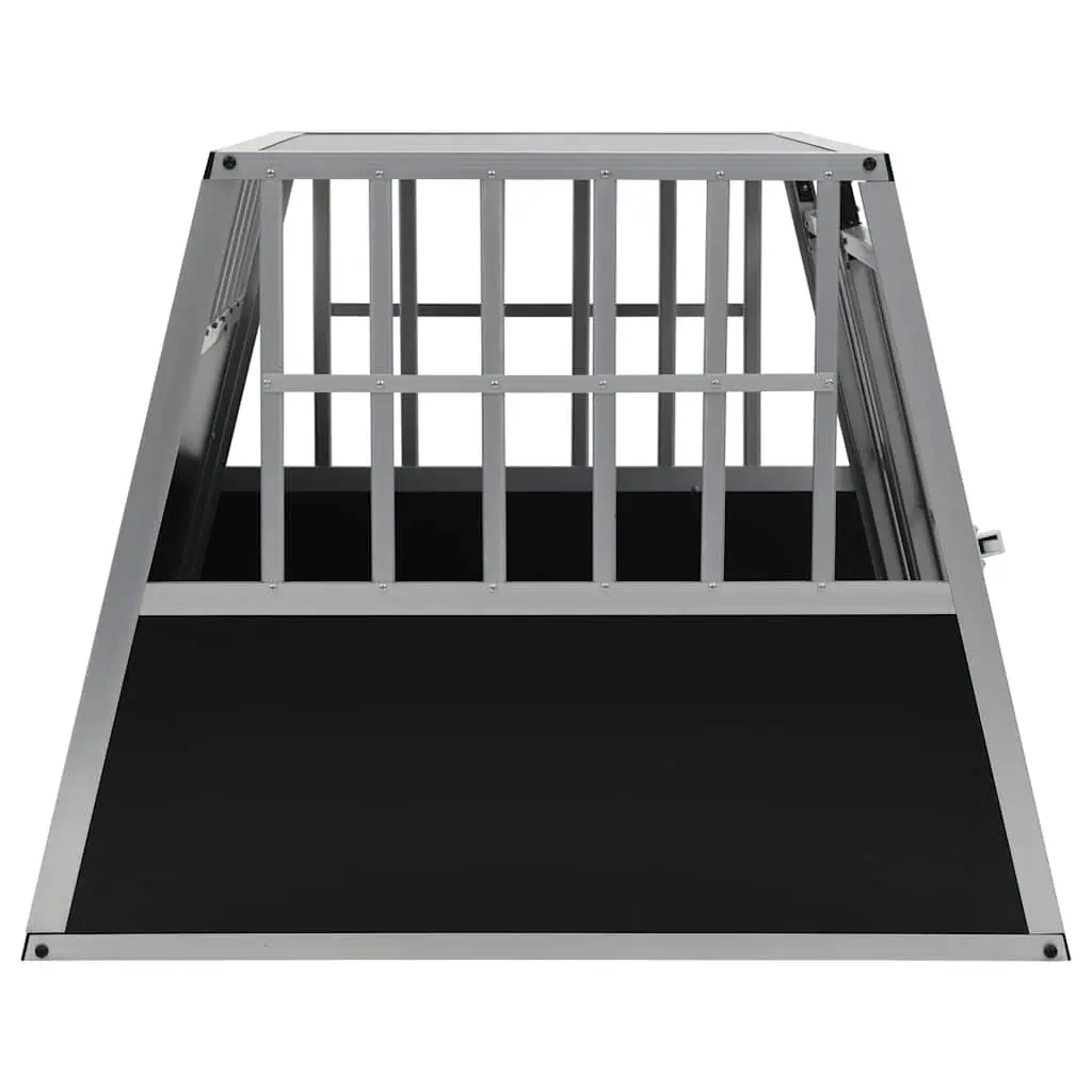 Dog Cage with Double Door Silver Portable Car Pet Travel Crate Safe Comfortable