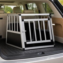 Dog Cage Single Door Portable Car Travel Crate Silver 54x69x50cm Pet Carrier