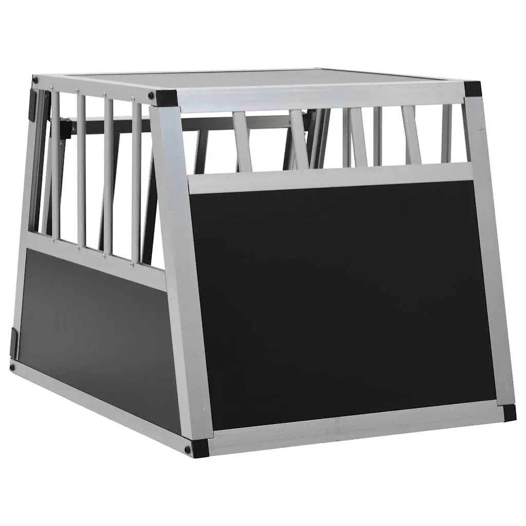 Dog Cage Silver 54x69x50cm Portable Single Door Car Travel Crate