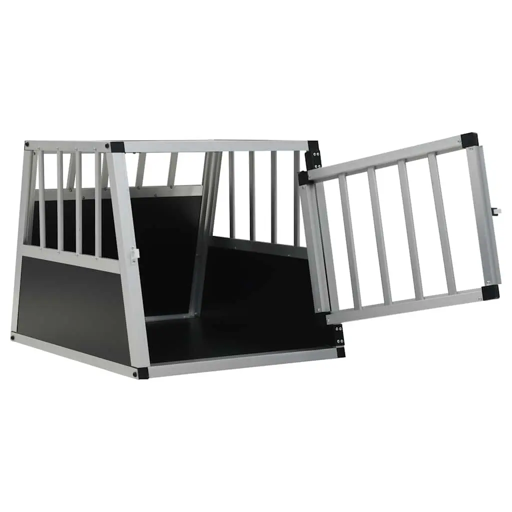 Dog Cage Silver 54x69x50cm Portable Single Door Car Travel Crate