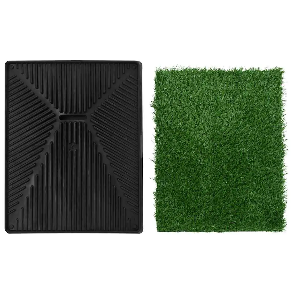 Pet Toilet Training Pad with Tray & Artificial Turf Mat Indoor Potty 63x50cm