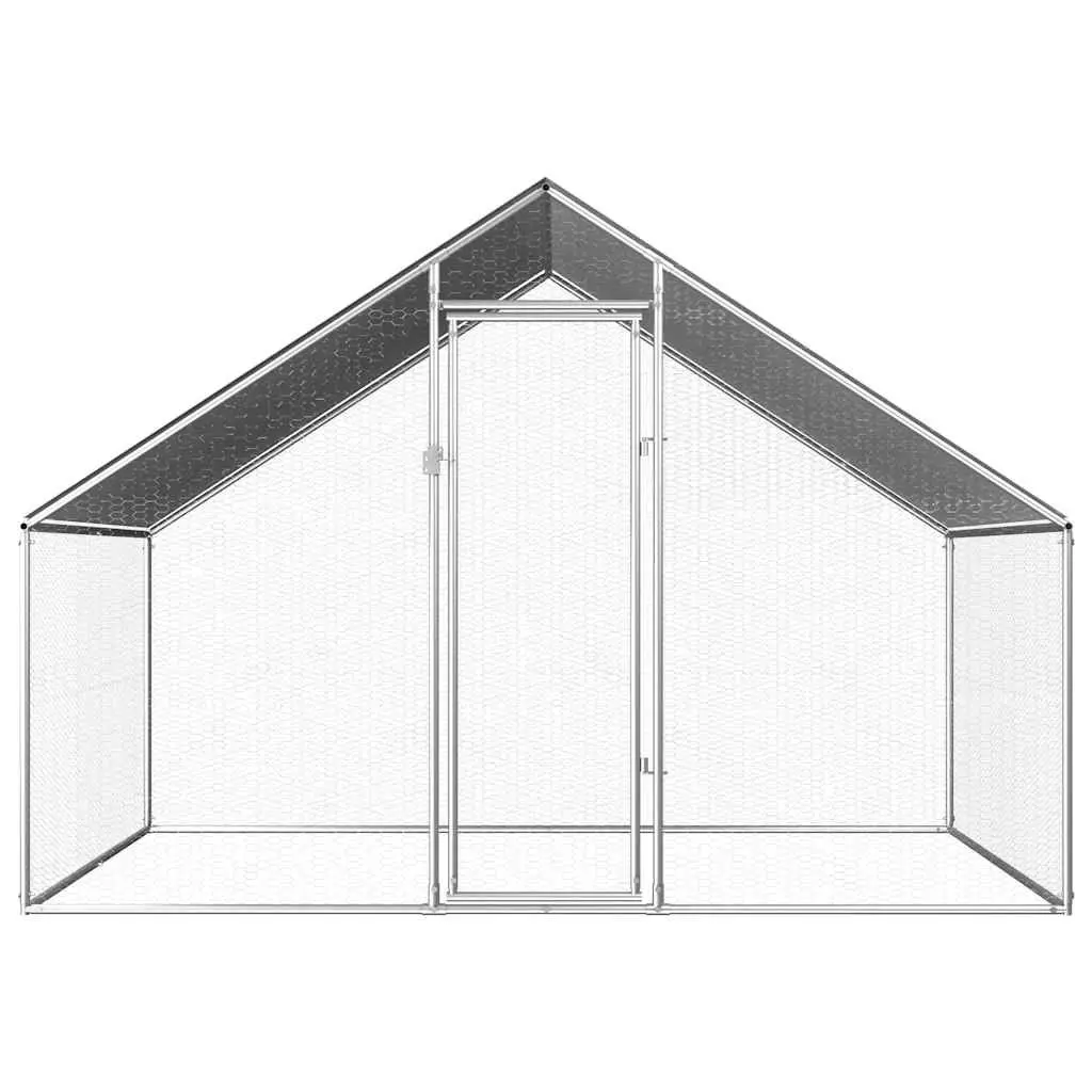 Outdoor Chicken Cage Silver 2.75x2x1.92m Galvanised Steel Run Enclosure