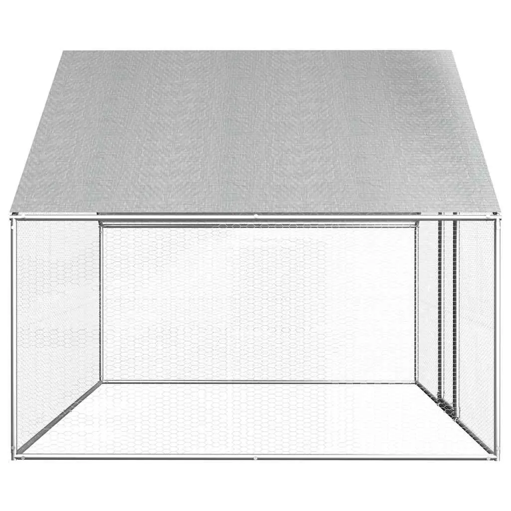 Outdoor Chicken Cage Silver 2.75x2x1.92m Galvanised Steel Run Enclosure