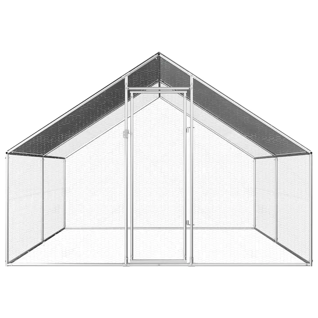 Outdoor Chicken Cage Silver 2.75x4x1.92 m Galvanised Steel Run Coop Enclosure