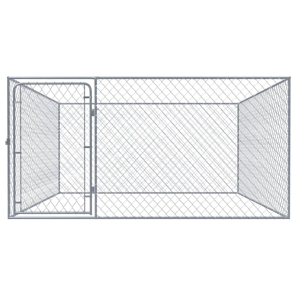 Outdoor Dog Kennel Silver 2x2m Heavy-Duty Galvanised Steel Exercise Pen
