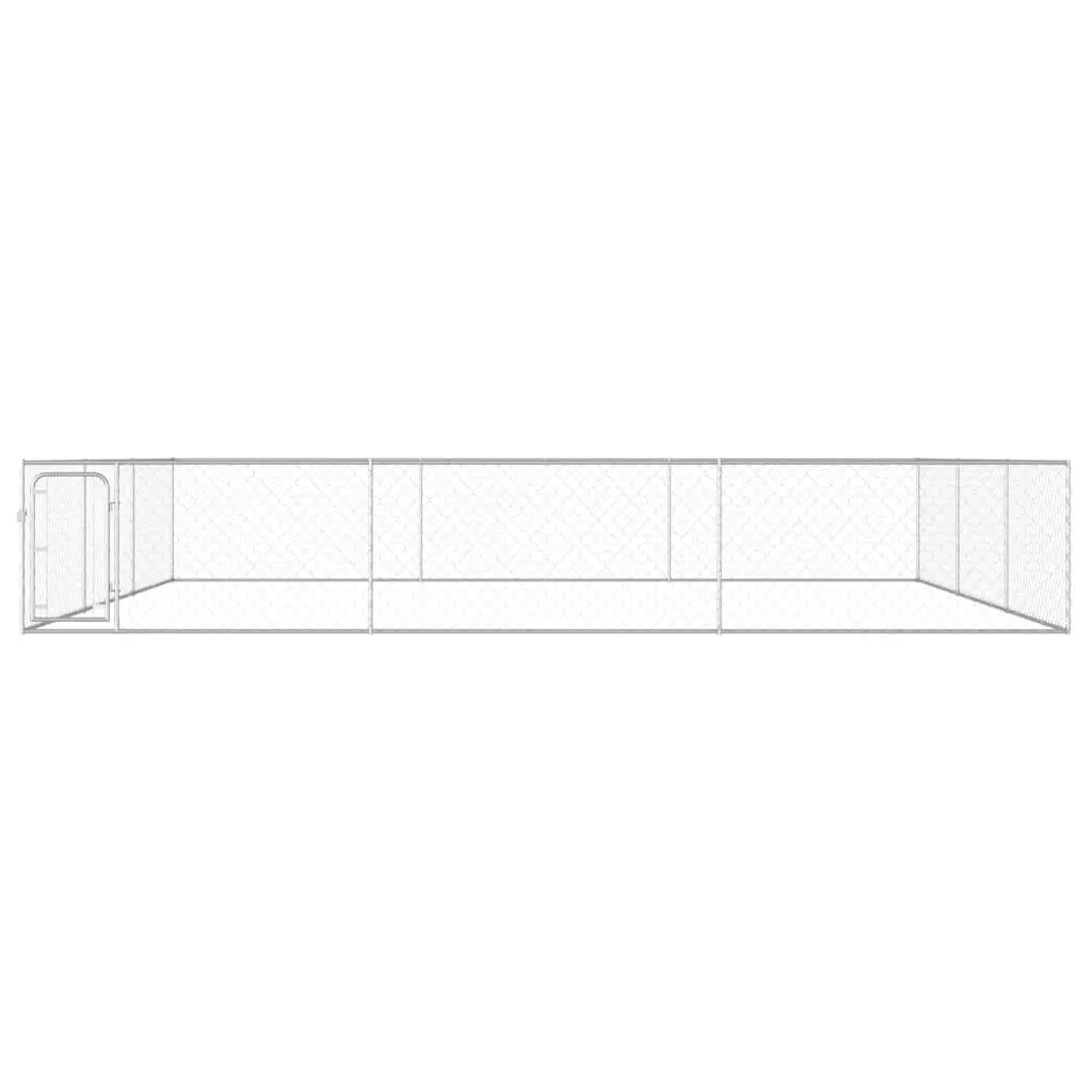 Dog Kennel Run Silver 6x6x1m Heavy-Duty Galvanised Steel Chain-Link Mesh Hinged Door Lockable