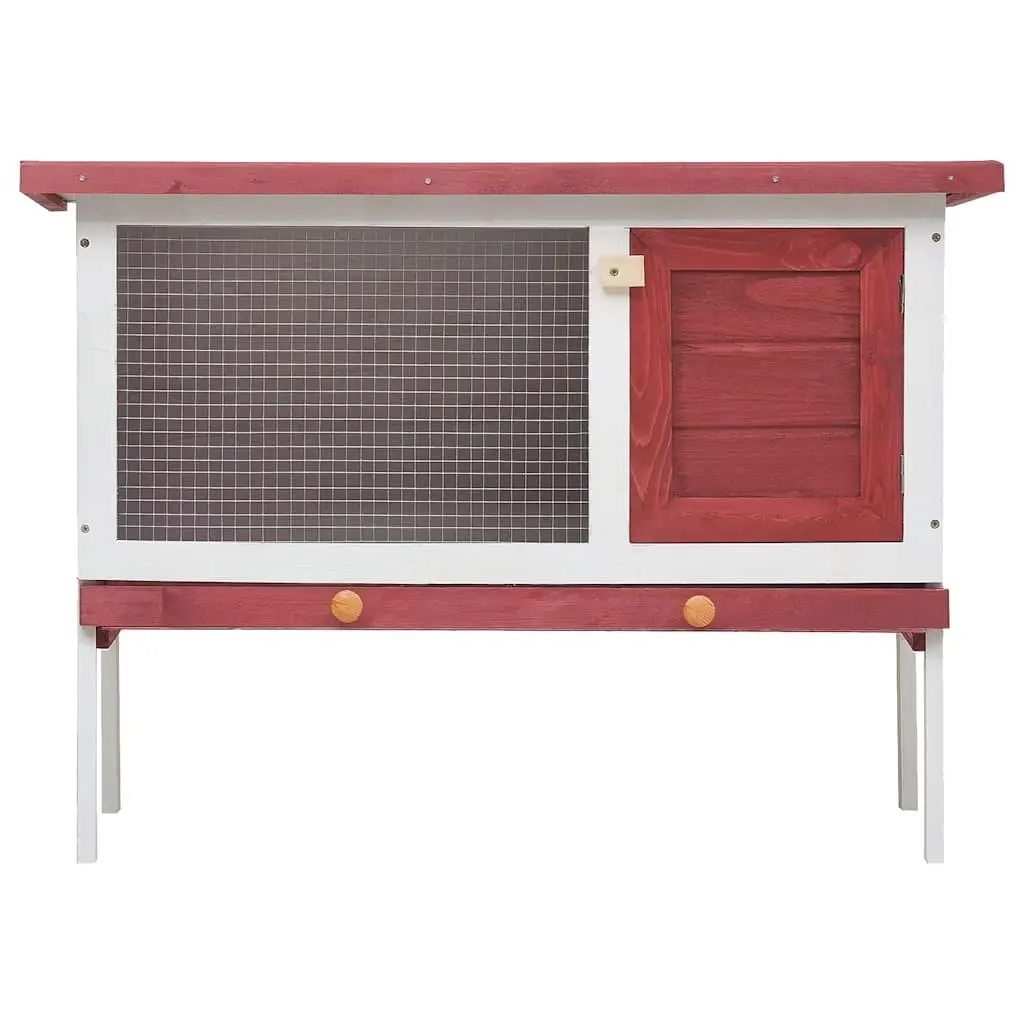 Outdoor Rabbit Hutch Red Wood Single Layer Iron Wire Mesh Enclosure