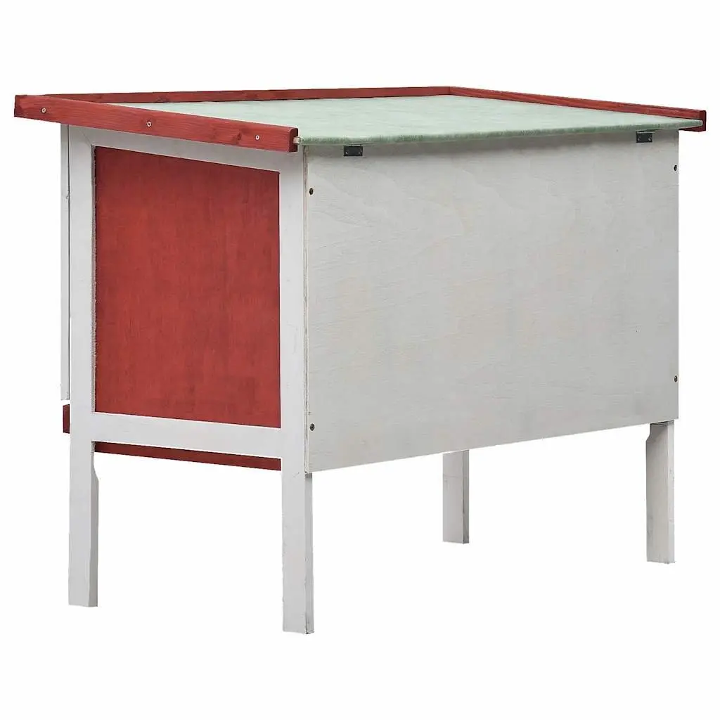 Outdoor Rabbit Hutch Red Wood Single Layer Iron Wire Mesh Enclosure
