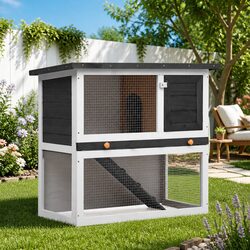 Efficient Grey Rabbit Hutch for Small Animals