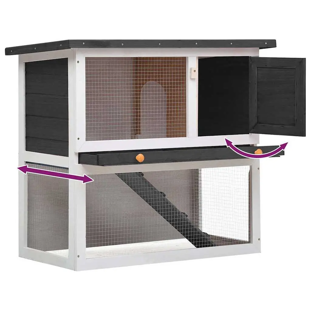 Rabbit Hutch Wood Grey Outdoor Enclosure Run Exercise Shelter