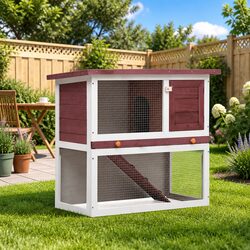 Compact Outdoor Rabbit Hutch with Essential Features