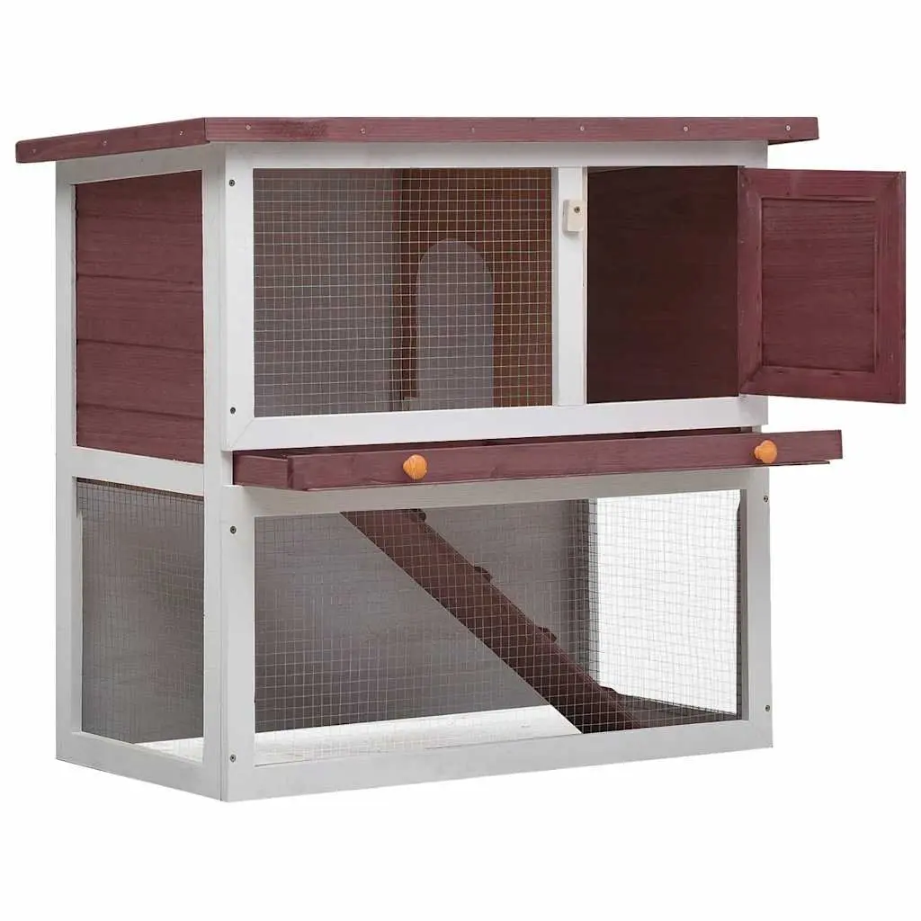 Outdoor Rabbit Hutch with Ramp Run Cage Small Animal Enclosure Wood Brown