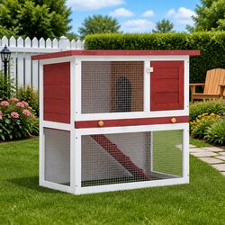 Outdoor Rabbit Hutch with Multiple Levels