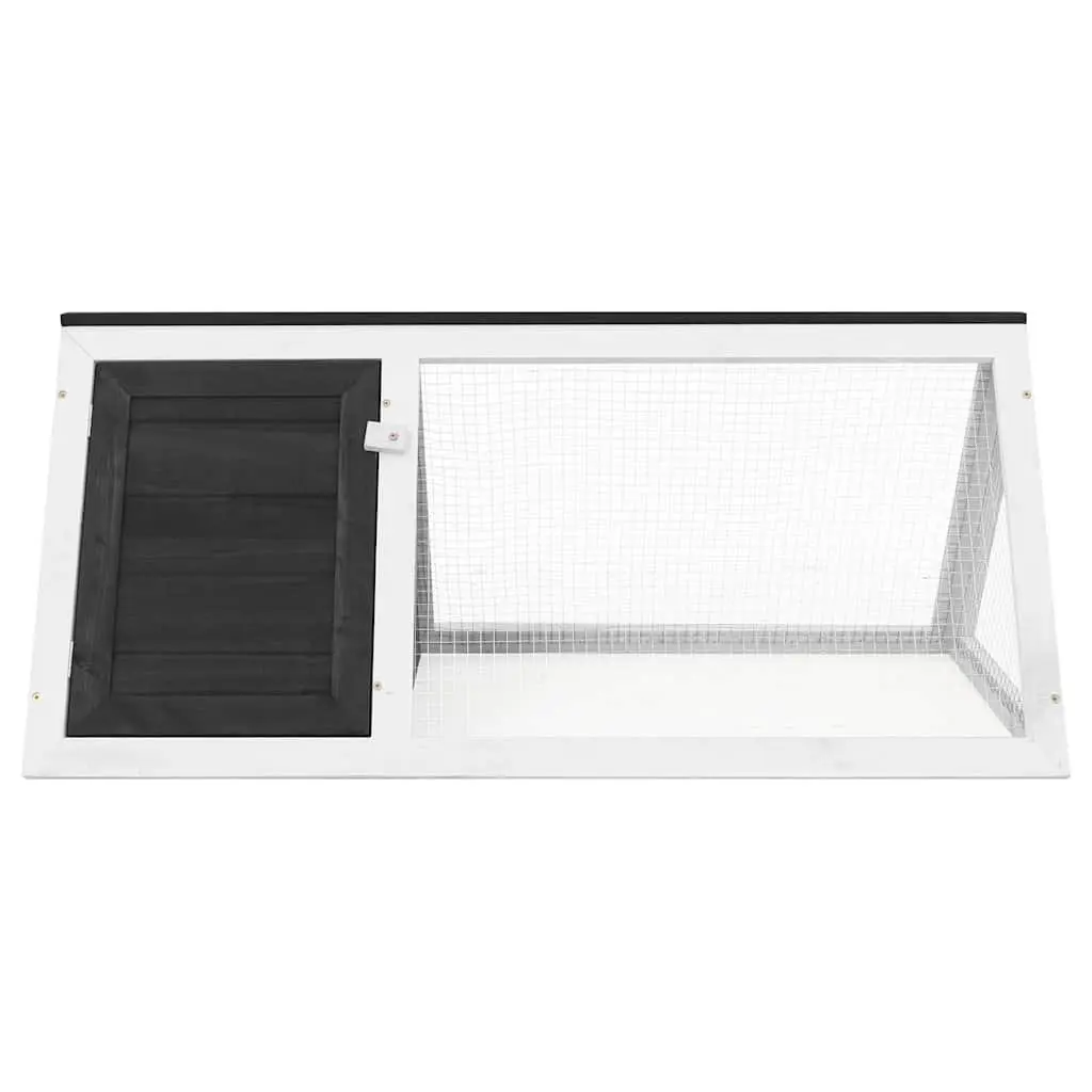 Small Animal Cage Grey Wooden Outdoor Indoor Enclosure with Iron Wire Grid