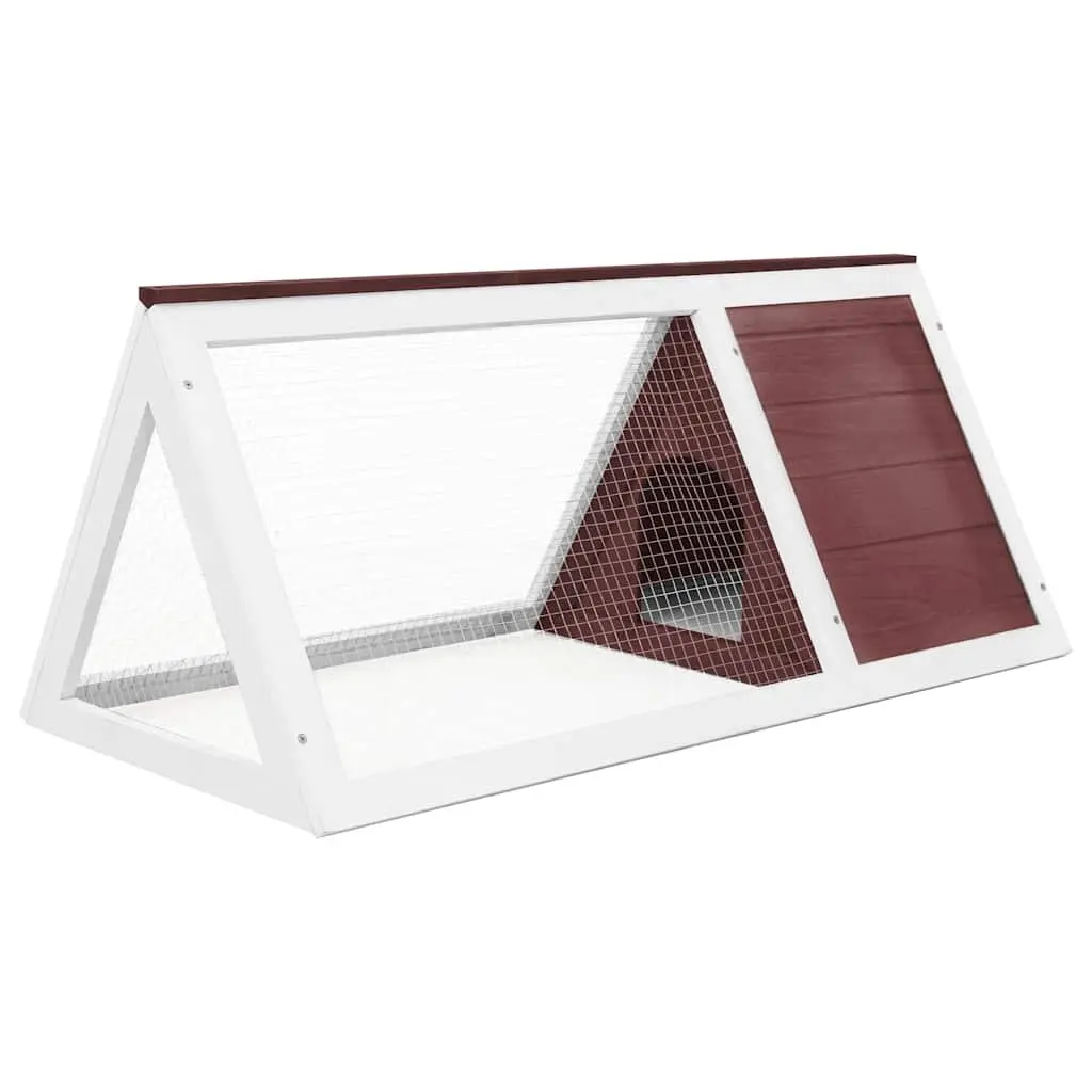 Rabbit Cage Brown Wooden Habitat Small Animal Outdoor Wire Mesh Door