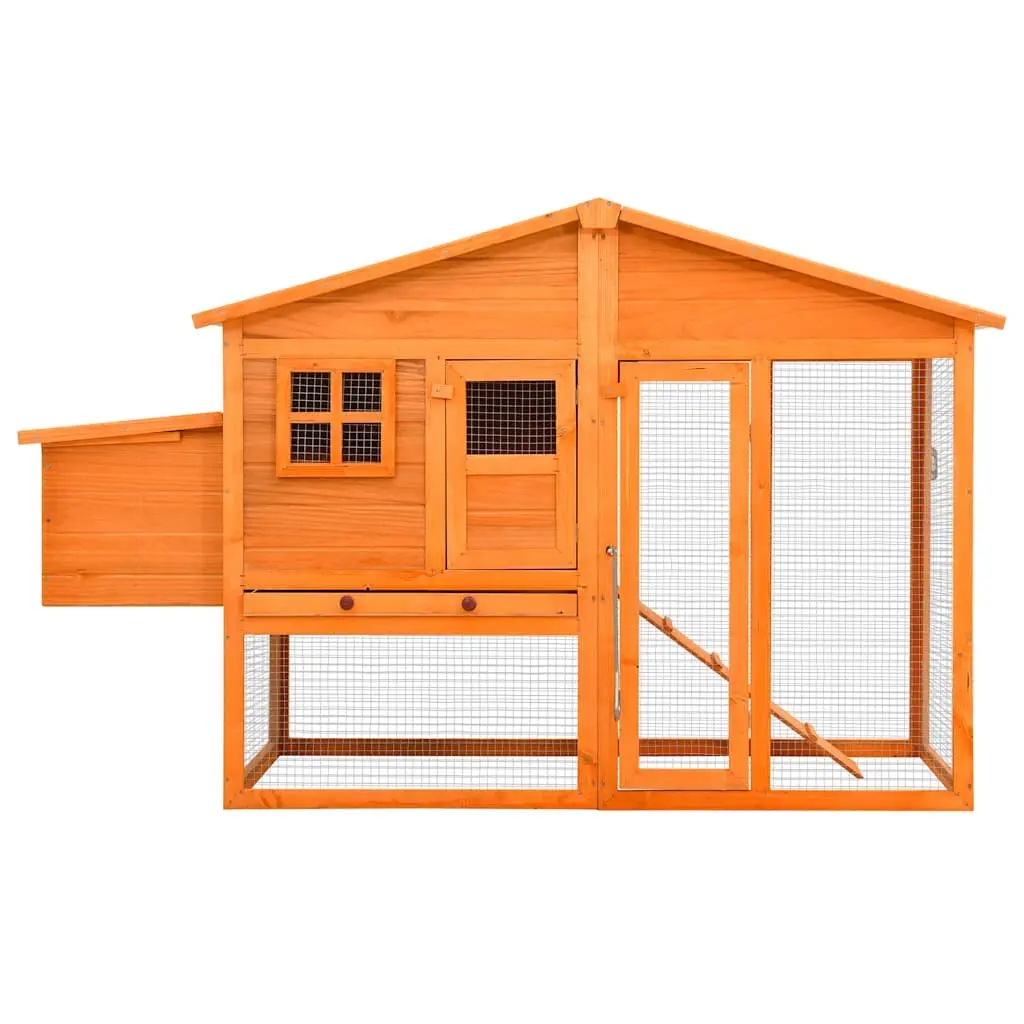 Chicken Coop Brown Large Solid Fir Wood Nest Box Galvanised Steel Wire Mesh