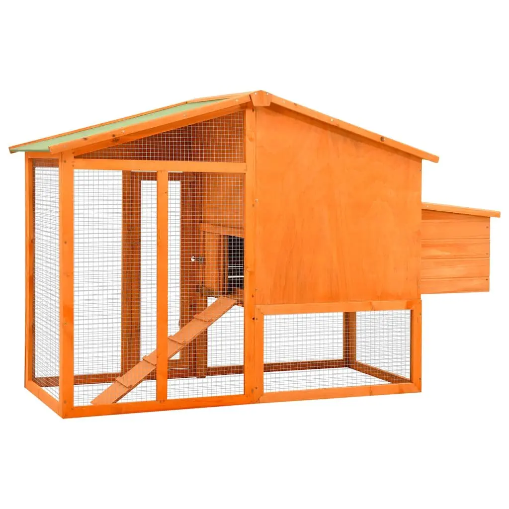Chicken Coop Brown Large Solid Fir Wood Nest Box Galvanised Steel Wire Mesh