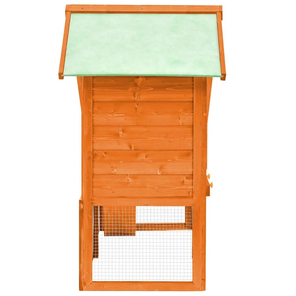 Rabbit Hutch Brown 2-Tier Wooden Small Animal Cage with Ramp and Pull-out Tray