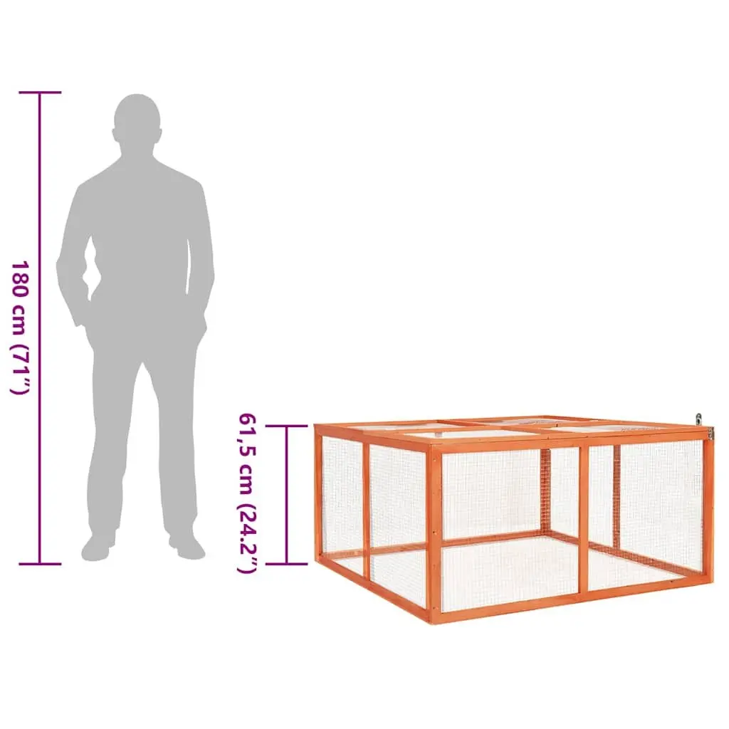 Rabbit Hutch Brown 124x120x60 cm Wooden House with Solid Firwood Frame and Steel Wire Grid