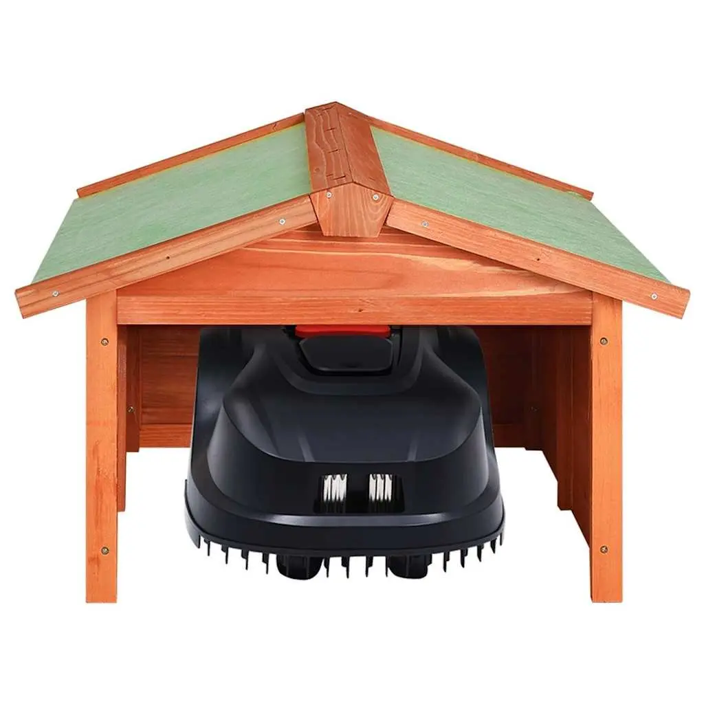 Robotic Lawn Mower Garage Brown Wooden Shelter Outdoor Protection Cover