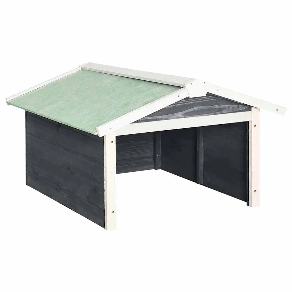 Robotic Lawn Mower Garage 72x87x50cm Grey White Firwood Outdoor Shelter Storage
