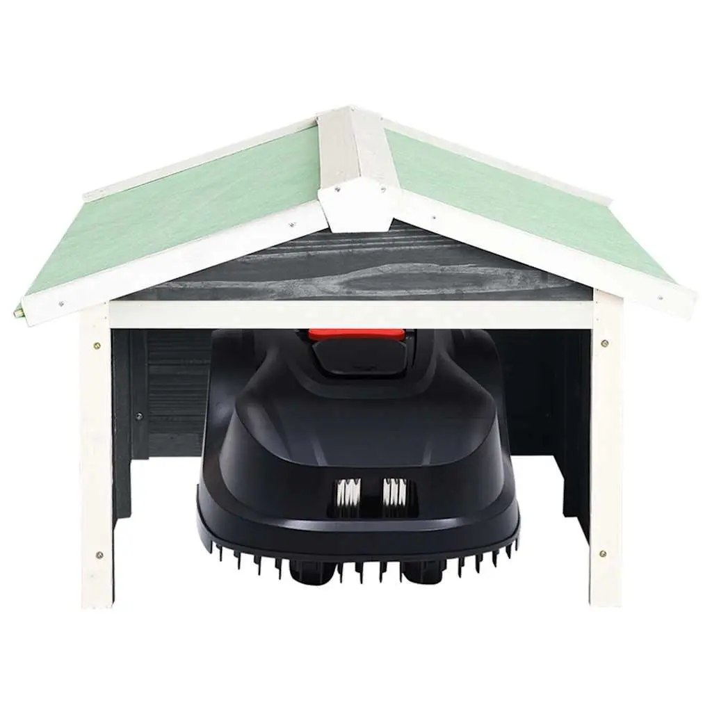 Robotic Lawn Mower Garage 72x87x50cm Grey White Firwood Outdoor Shelter Storage