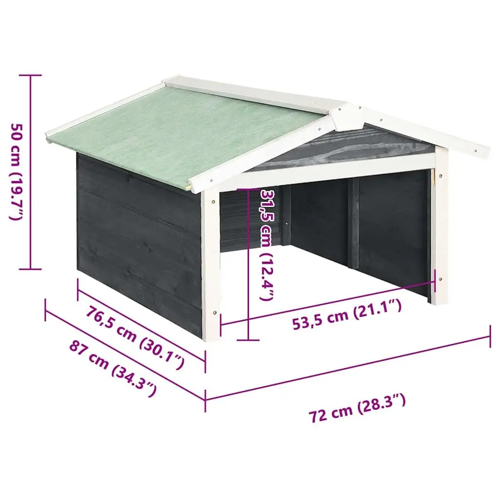 Robotic Lawn Mower Garage 72x87x50cm Grey White Firwood Outdoor Shelter Storage