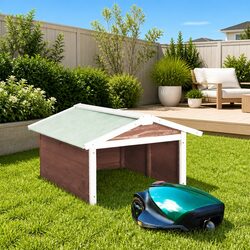 Robotic Lawn Mower Garage Wooden Shelter Cover Outdoor Protection 72x87x50cm
