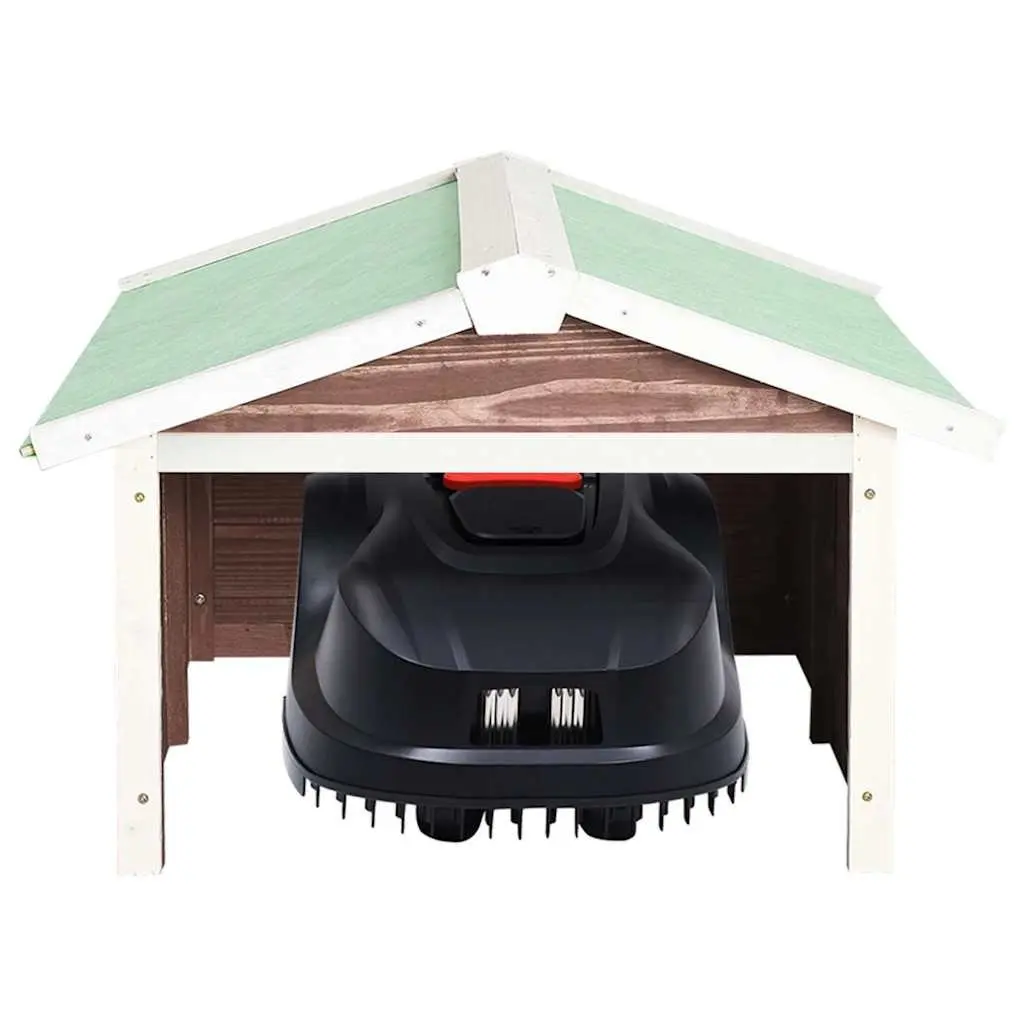 Robotic Lawn Mower Garage Brown White 72x87x50cm Solid Firwood Outdoor Protection