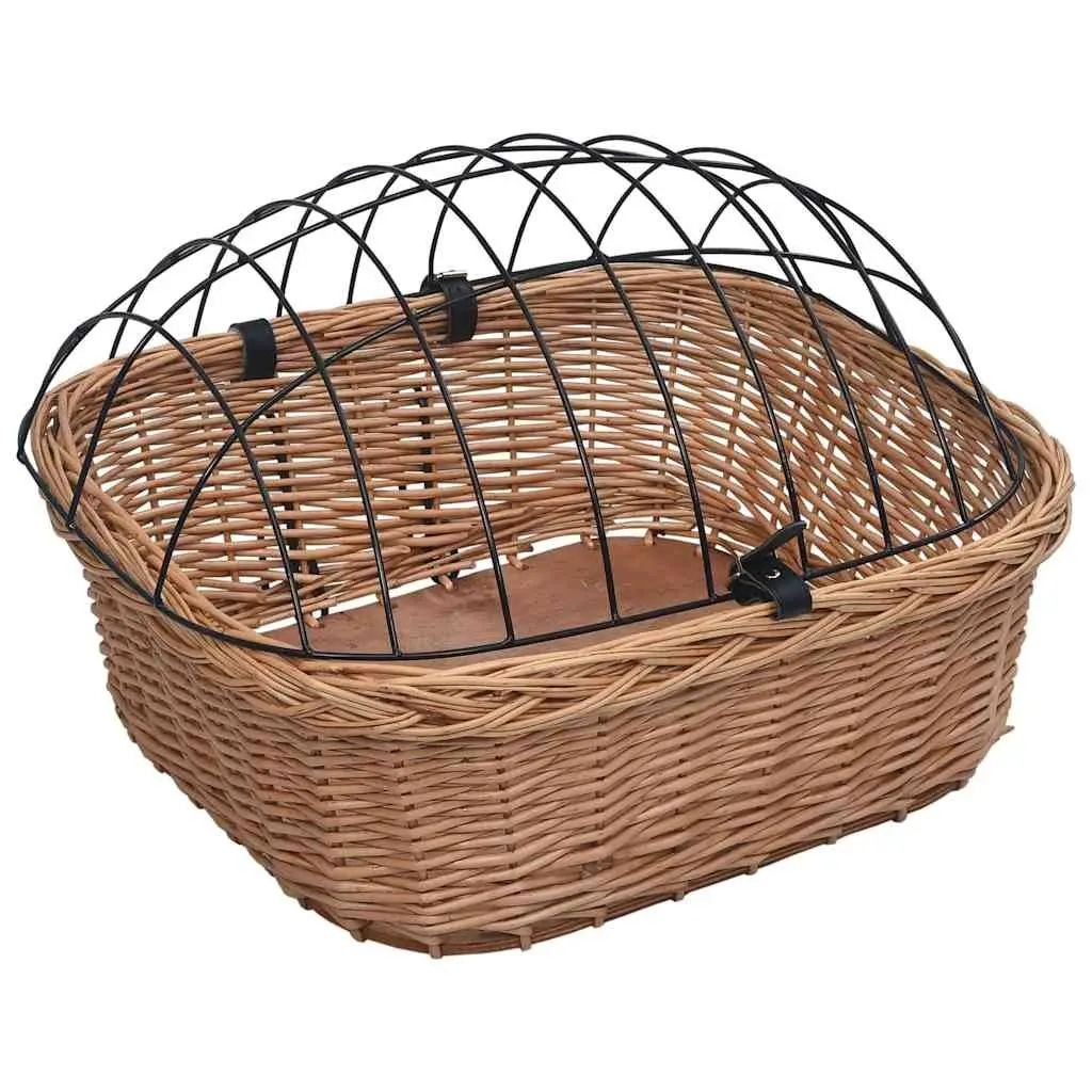 Bicycle Front Basket Brown Natural Willow Size 50 x 45 x 35 cm with Iron Cover