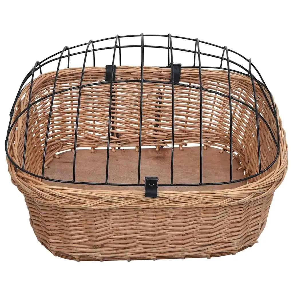 Bicycle Front Basket Brown Natural Willow Size 50 x 45 x 35 cm with Iron Cover